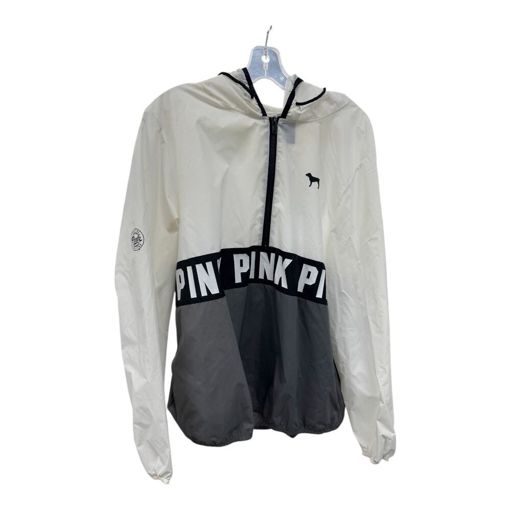 Victoria’s Secret Pink Windbreaker Rain Jacket Anorak Sz M L GUC Hood Pullover
